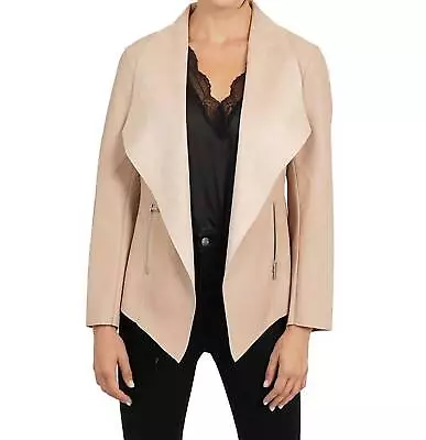 Buy Love Token Faux Leather Drape Jacket For Women • 53.99£