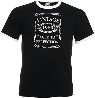 Buy 44th Birthday Gifts Presents Year 1980 Mens Ringer Vintage T-Shirt Aged To New • 12.99£