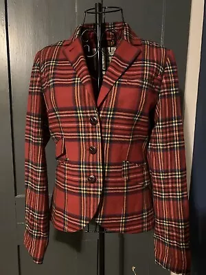 Buy Jack Wills Red Tartan Jacket Blazer Wool Size UK 12 • 50£