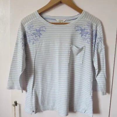 Buy White Stuff Pale Blue And White Stripe T-Shirt With Pocket Oversize Size 8 • 6£