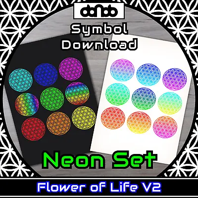 Buy Flower Of Life V2 Neon Set - Symbol - SVG PNG JPG PDF PSD AI EPS [2D Download] • 2.71£