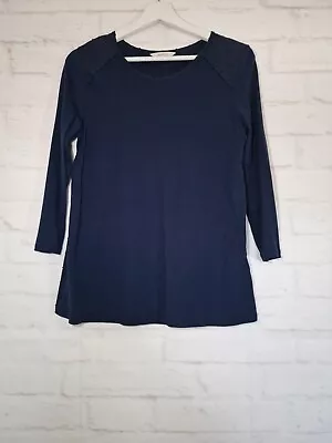 Buy White Stuff T Shirt Size 10 Navy Blue Spotted Back Top Blouse Jersey 3/4 Sleeve • 8.99£