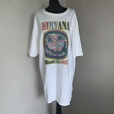 Buy Nirvana Nevemind T’shirt Dress Size Medium White 12-14 • 19.99£