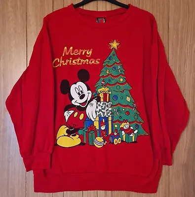 Buy Christmas Jumper Sweatshirt Mickey Mouse America Vintage Size 2XL • 12£