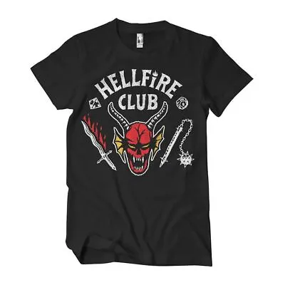 Buy Stranger Things Hellfire Club Black Crew Neck T-Shirt • 12.95£