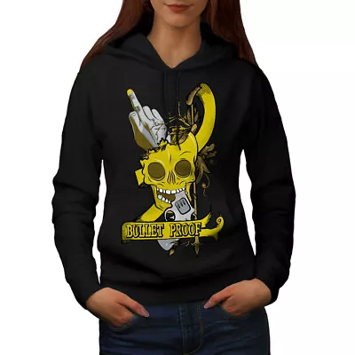 Buy Wellcoda Bullet Proof Head Womens Hoodie, Pistol Casual Hooded Sweatshirt • 28.99£
