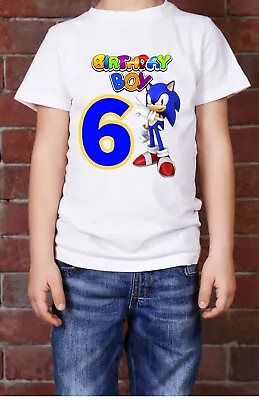 Buy New Sonic Personalised Kids Birthday Party Boy T-shirt Gift Any Number 3-14yer • 8.99£