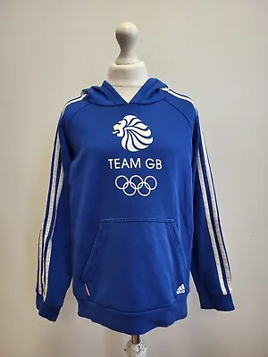 Buy Tt856 Boys Adidas Team Gb Blue Pullover L/sleeve Hoodie Age 11-12 Years • 15.99£