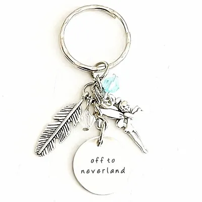 Buy Peter Pan Tinker Bell Inspired Silver Keychain Off To Neverland Fairy Gift • 12.01£