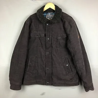 Buy Mantaray Trucker Jacket Mens Medium Brown Cord Sherpa Collar Chore Coat Padded • 24.95£