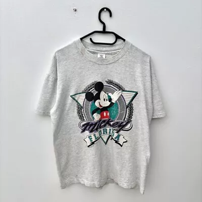 Buy Vintage Mickey Mouse Florida Grey T-shirt Medium Single Stitch Disney • 10£
