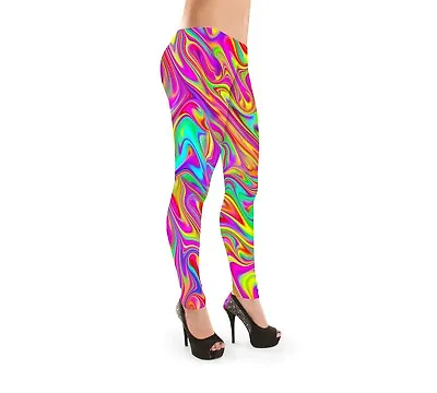Buy Psychedelic Brightful Marble Swirls Geometric Print Leggings Fashion Alternative • 19.99£