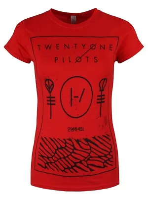 Buy Twenty One Pilots - Thin Line Box - Official Ladies Red Fitted T-Shirt   • 13.95£