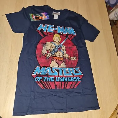 Buy Masters Of The Universe He-Man Mens Navy Printed Short Sleeve T Shirt Size S • 9.99£