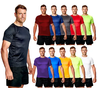 Buy Mens Gym T-Shirt Active Performance Wicking Cool Running Top Fitness Breathable • 9.99£