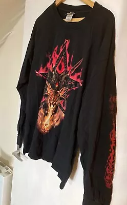 Buy Dragon Pentagram Fire Red Flame Long Sleeve Sweatshirt Wicca Goth Black Mens XL • 1.99£