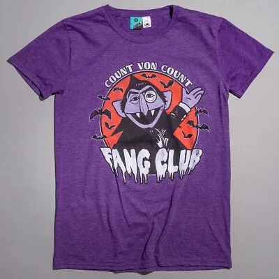 Buy Official Sesame Street Count Von Count Fang Club Purple Marl T-Shirt • 19.99£