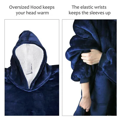 Buy Adult Hoodie Blanket Oversized Big Hooded Ultra Plush Sherpa Giant Sweatshirt UK • 11.95£