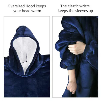 Buy Hoodie Oversized Blanket Sherpa Fleece Ultra Giant Comfy Hooded Sweatshirt Adult • 11.95£