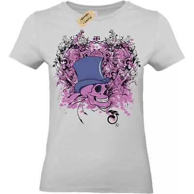 Buy Skull Steampunk Top Hat Gentleman Gothic T-Shirt Womens Ladies Top • 10.95£