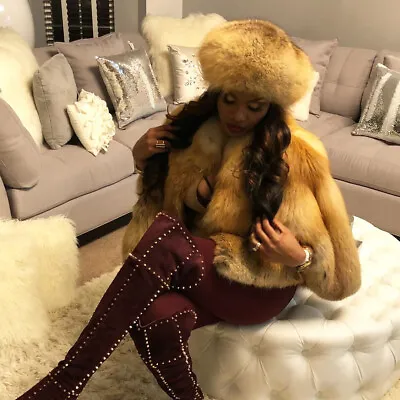 Buy Luxury Women Real Red Fox Fur Cape Winter Full Pelt Natural Fur Poncho Outerwear • 457.83£