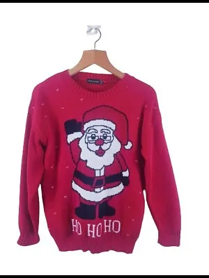 Buy Sixth Avenue Mens Red Knit Pullover Christmas Jumper Size M/L ( Ho Ho Ho ) • 11.21£