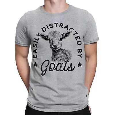 Buy Easily Distracted By Goats Vintage Farm Farming Funny Mens T-Shirts Tee Top #BAL • 9.99£