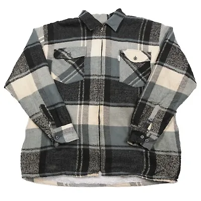 Buy Vintage Sherpa Lined Plaid Jacket | XL | Check Lumberjack Coat Fleece Wool • 20.99£