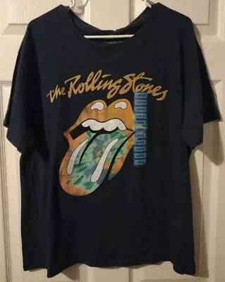 Buy The Rolling Stones Band T-Shirt Women's Large Navy With Tie Dye Tongue Logo NWT • 17.95£