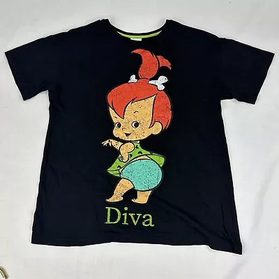 Buy Flintstones Tshirt Womens 12 Black Pebbles Single Stitched Hanna Barbera • 24.90£