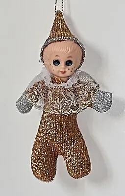 Buy VTG Pixie Doll Christmas Tree Ornament Gold Silver Lace Blue Blinking Eyes 4.75  • 17£