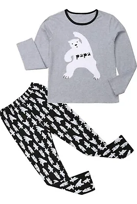 Buy Mens Dad Pyjama Set Cartoon Bear Printing Long Sleeve Father's Day Gift Sizes M • 13.99£