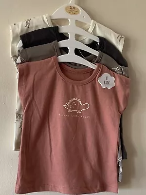 Buy 4 Pack T-shirts 100% Cotton Size 3-6 Months  • 5£