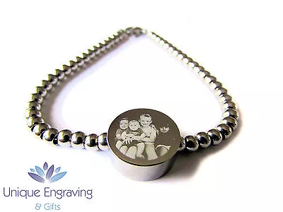 Buy Personalised Photo / Text Engraved Round Charm Bracelet - Ideal Christmas Gift! • 31.47£