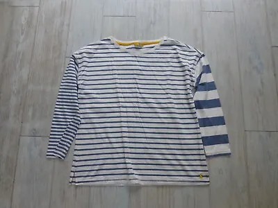 Buy Joules White And Blue Striped T Shirt Top  Size  12 Oversized Bust 44 Ins • 7.99£