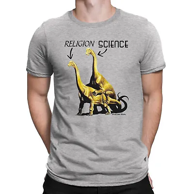 Buy Mens T-Shirt RELIGION SCIENCE Dinosaur Atheist Atheism Stanley Stella Premium  • 8.95£