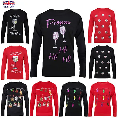 Buy Women's Christmas Sweatshirt Ladies Xmas Jumper Sequin Party Blouse Pullover Top • 19.99£