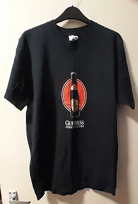 Buy Guinness Black T-shirt By Fruit Of The Loom Premium, Foreign Extra Print, Size L • 10£