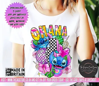 Buy Personalised Disney's Lilo And Stitch Ohana T Shirt - Stitch T Shirt V3 • 13.70£