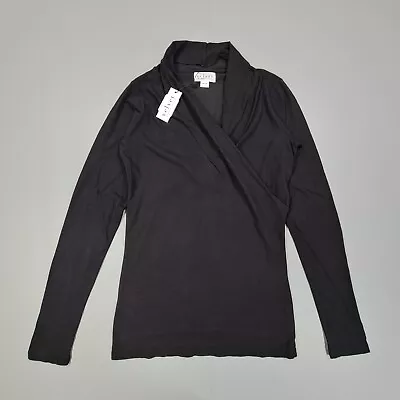 Buy Velvet By Graham & Spencer Womens T Shirt Black Large Meri Wrap Front Top • 29.59£