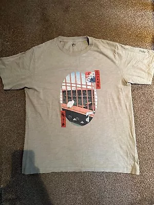 Buy Ukiyoe Masters UT Short Sleeve Cat Graphic Mens Beige T-Shirt Large • 25£
