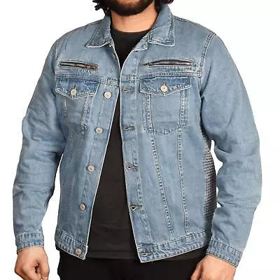 Buy Mens Denim Jacket Button Classic Western Trucker Outerwear Biker Cotton Coat • 11.99£