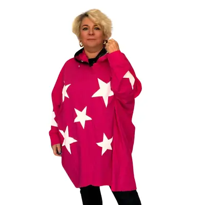 Buy Womens Oversized Hoody Ladies Jumper Star Print Oversized Long Length Plus Size • 35£