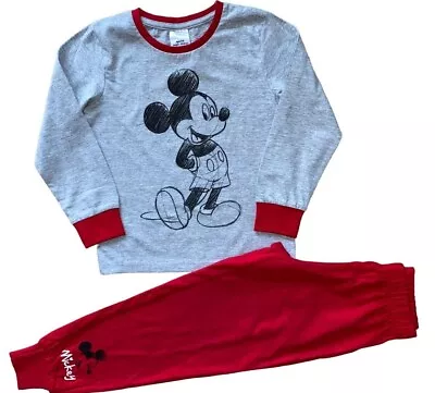 Buy New Boys Disney Mickey Mouse Pyjamas With Slim Fit Bottoms.5-6yrs. • 6.95£