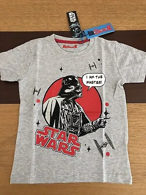 Buy Hide & Seek Childrens Star Wars Darth Vader Grey Marl T-shirt Age 5-6 Years • 4£