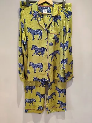Buy Chelsea Peers Womens Jacquard Zebra Print Pyjamas Size 18 PJ Set Green RRP £55 • 26.90£