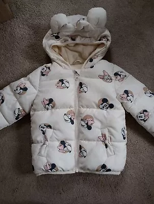 Buy Baby Girls 9-12 Months Jacket, Minnie Mouse, Cream With Hood (4e) • 4£