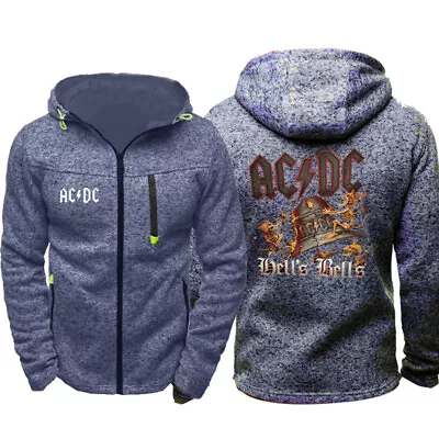 Buy New Men's ACDC Hoodie Sports Fleece Hooded Sweatshirt Band Jacket Zip Up Coat • 37.07£