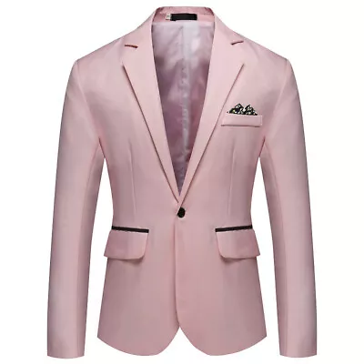 Buy Mens Formal Business Blazer Jacket One Button Smart Wedding Suit Coat Party Tops • 11.08£