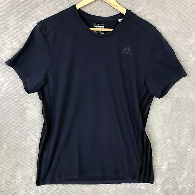 Buy Adidas Sport Essentials T Shirt Mens Medium M Navy Climalite 3 Stripe  • 8.95£